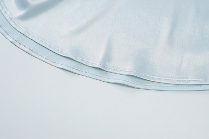 Women Clothing Spring Summer Chest Hollow Out Cutout Sexy Bare Back Halter Ribbon Satin Dress