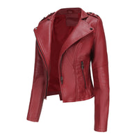 Slim Fit Long SleevSlim Fit Long-Sleeved Faux Leather Jacketed Spring Autumn Leather Jacket Women Rivet Popular Short Jacket Zipper Leather Jacket