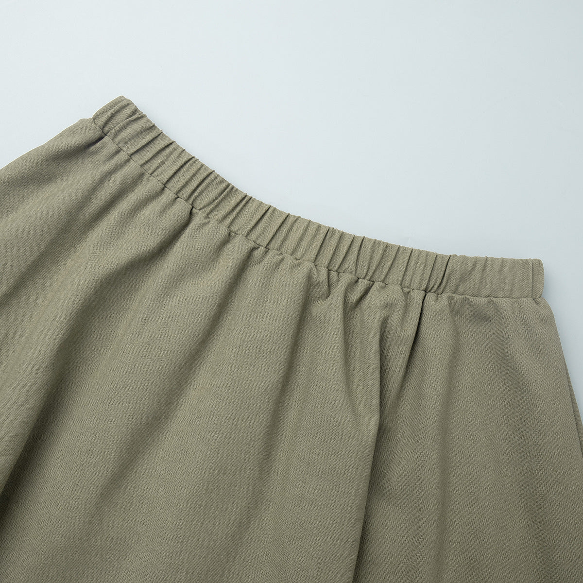 Round Neck Linen Vest &amp; Pleated Skirt Set