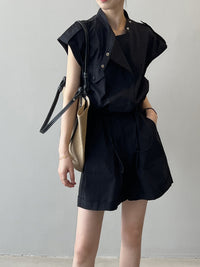 High-Waist Drawstring Cargo Overalls