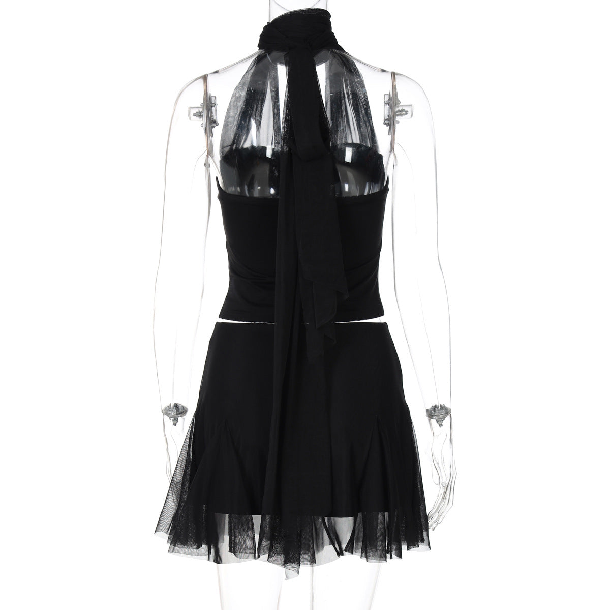 Halter Lace-Up Two-Piece Set