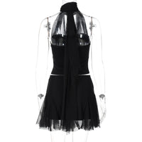Halter Lace-Up Two-Piece Set