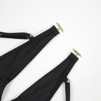 Black Metal Accent Bikini Three-Piece Set