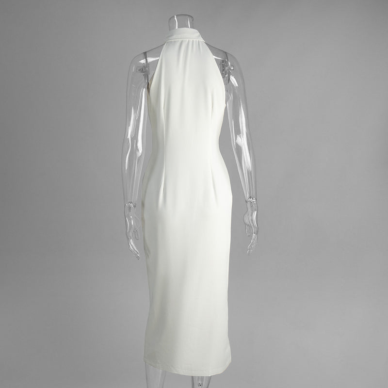 Polo Collar Slit Maxi Dress