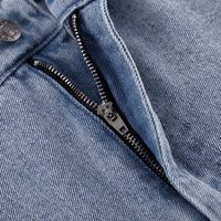 Cotton Simple Retro Long A line Skirt Split Denim Dress