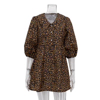 Peter Pan Collar Leopard Print Elegant Spring Dress