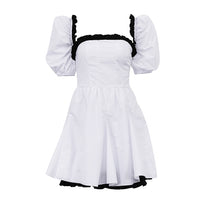 Contrast Square Neck Backless Mini Dress
