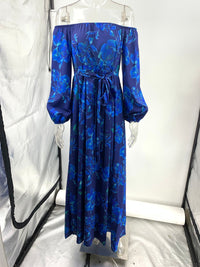 Off-Shoulder Printed Swing Maxi Dress