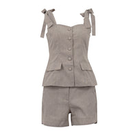 Cotton Bow Strap Top &amp; Shorts Set