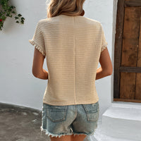 Slim Fit Knit Top with Ruffle Detail