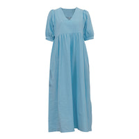 French Lightly Mature V-Neck Puff Sleeve Dress