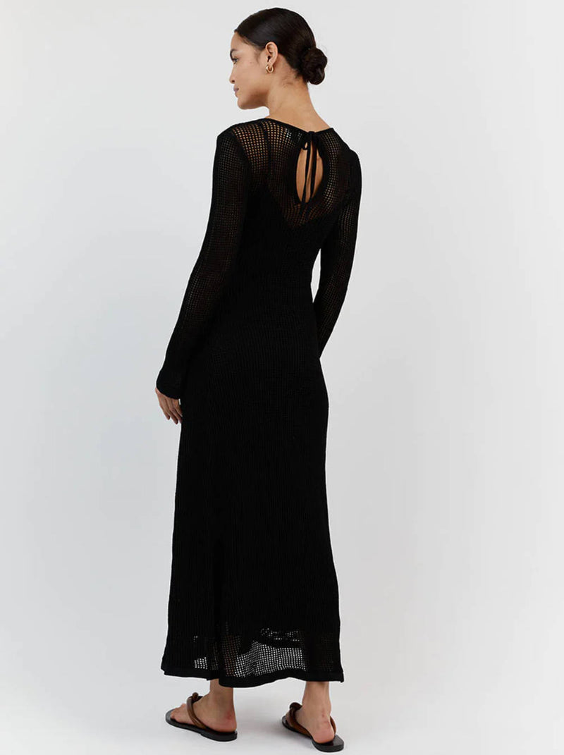 Mesh Cutout Knit Maxi Beach Dress