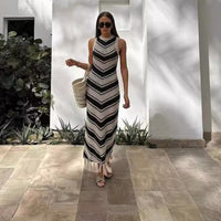Striped Tassel Bodycon Knit Dress