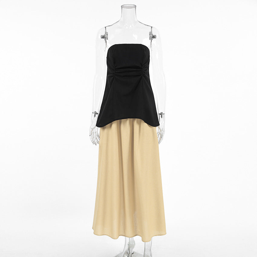 Spring Summer Contrast Color Popular Sleeveless Two-Piece Set