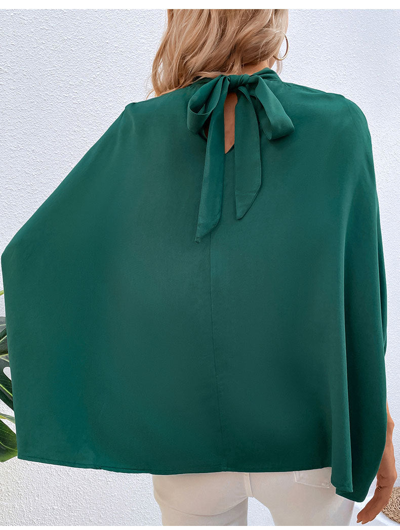 Solid Color Cutout Tie Shirt
