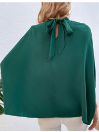 Solid Color Cutout Tie Shirt