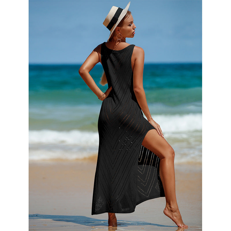 Backless Knitted Maxi Dress with Cover-Upd Dress