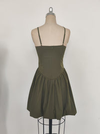 Tight Boning Corset Bubble Mini Dress Summer Pleated Slim Fit Suspenders Puff Dress
