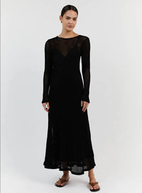 Mesh Cutout Knit Maxi Beach Dress