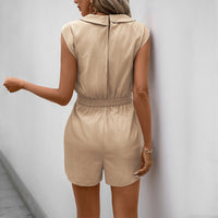 Tied V-Neck Solid Color Summer Romper