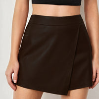 Casual High-Waist Faux Leather Shorts