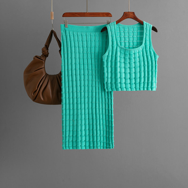 Knit Sleeveless Vest and skirt Set