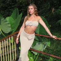 Halter Knit Hollow-Out Two-Piece Set