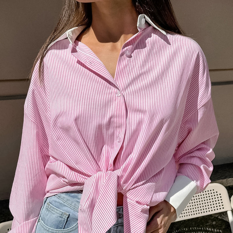 Contrast Striped Knit Polo Shirts