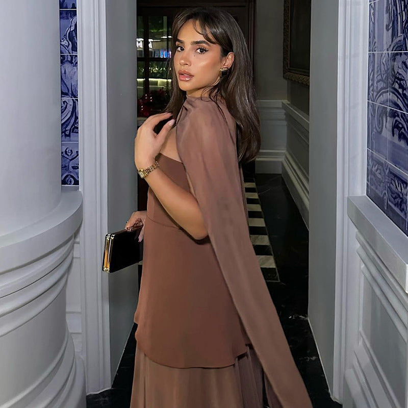 Asymmetric Cutout Slim Fit Long Dress