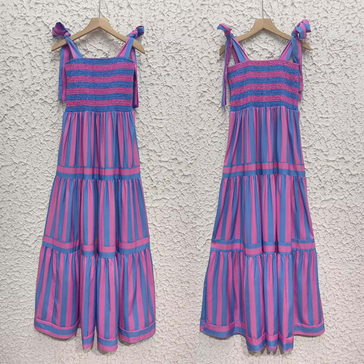 Striped Bandage Backless Maxi Dress