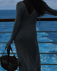 Mesh Cutout Knit Maxi Beach Dress