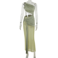 Elegant Mesh Ribbon Slim Dress
