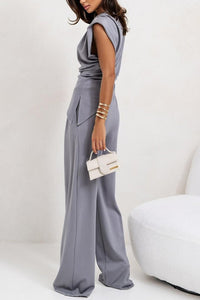 Summer Solid Color Irregular Asymmetric Two-Piece Set
