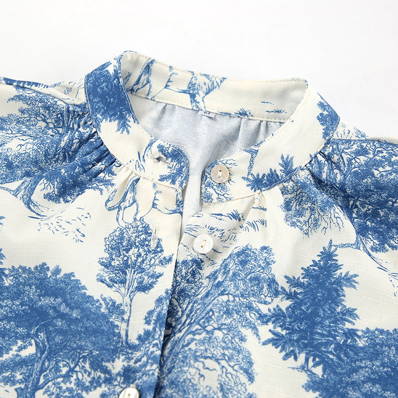 Autumn Stand Collar Long Sleeve Loose Shirt