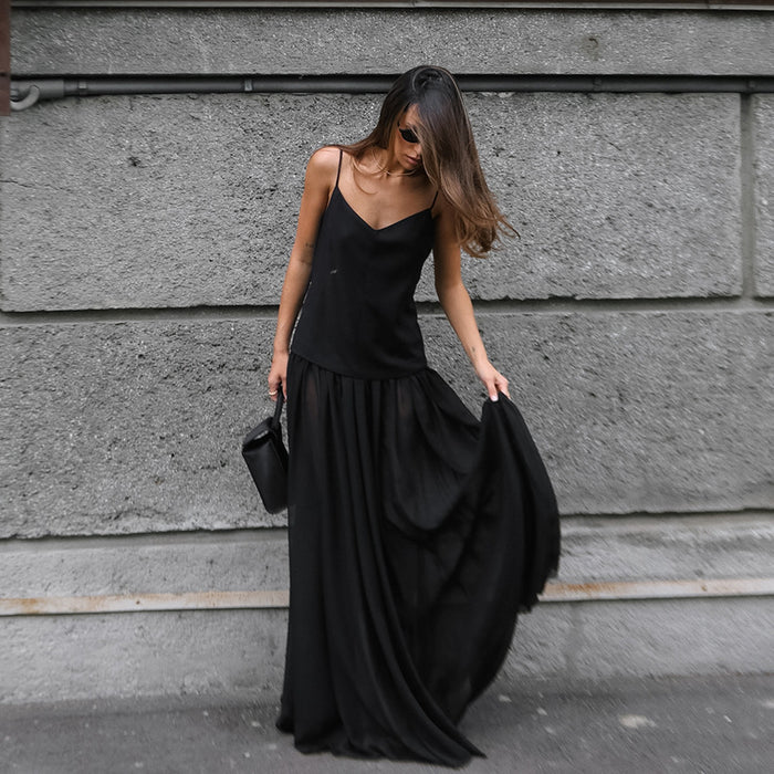 Spring Summer Sexy Elegant Design V neck Brace Slim Slimming Elegant Evening Dress French Anklet Dress Women
