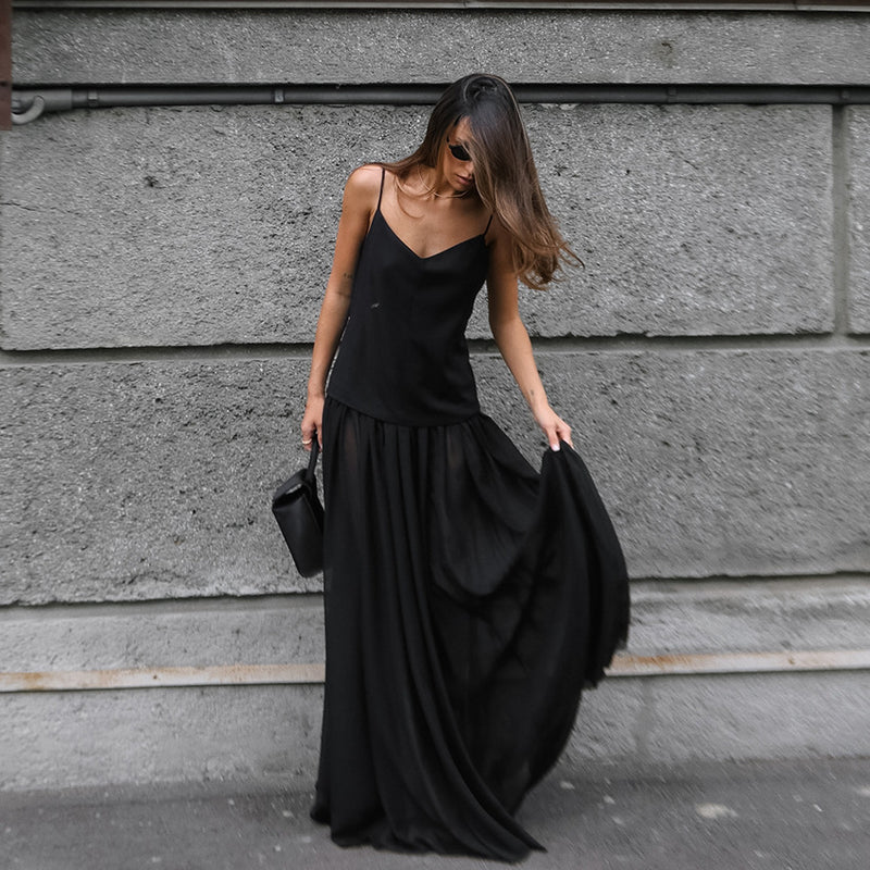 Spring Summer Sexy Elegant Design V neck Brace Slim Slimming Elegant Evening Dress French Anklet Dress Women