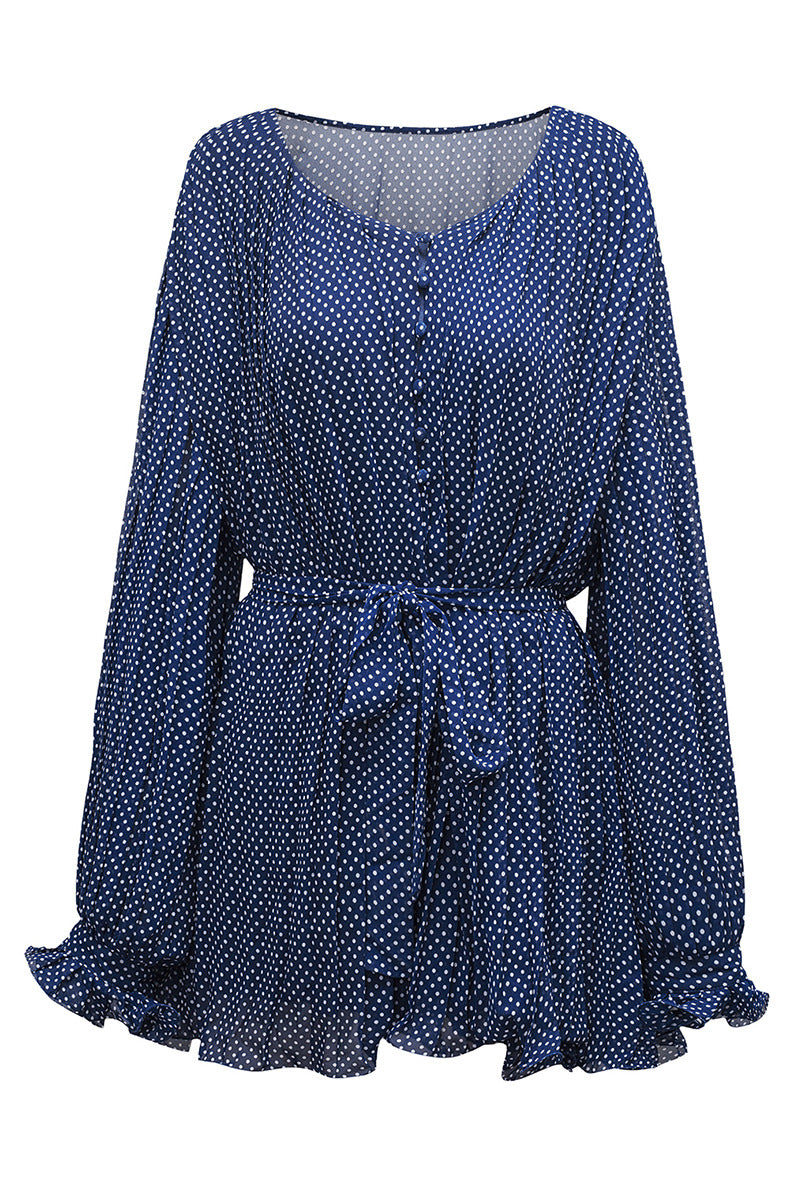 Autumn Lace-Up Waist V-Neck Jumpsuit