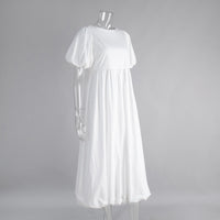 Cotton Puff Sleeve Long Dress