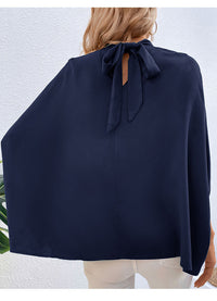 Solid Color Cutout Tie Shirt