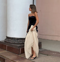 Autumn Evening Party Sexy Design Contrast Color Knitted Sleeveless Tube Top Dress Slim Fit Maxi Dress Women Formal Dress