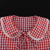 Plaid Lace-Up Top & Wide-Leg Pants Pajamas Set