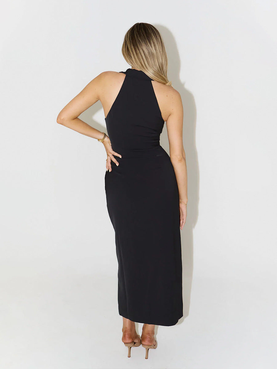 Polo Collar Slit Maxi Dress