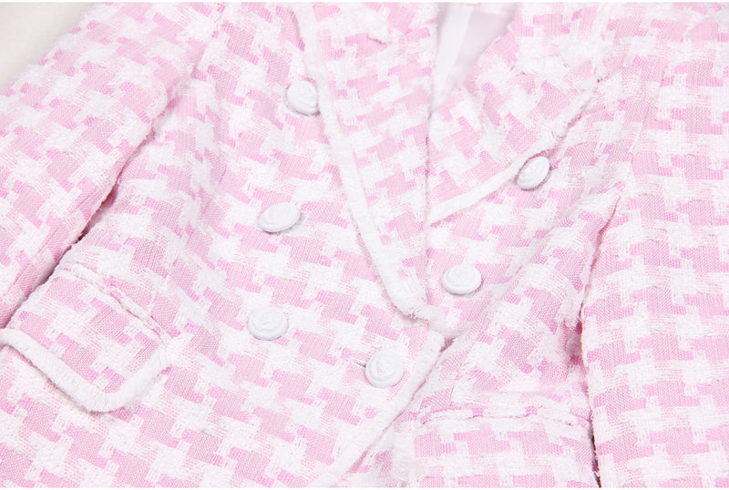 Classic Houndstooth Tweed Business Blazer