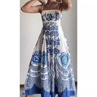 Ethnic Symmetrical Printed Suspender Dress