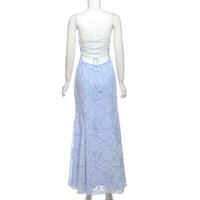 Boat Neck Backless Lace-Up Slim Strap Dress