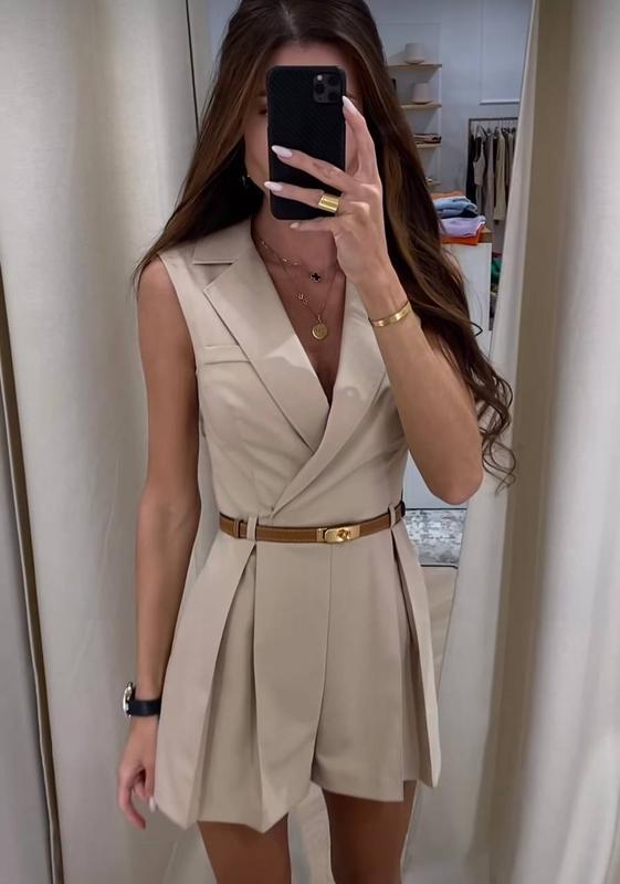Women Office Jumpsuit Women（Belt Not Included）