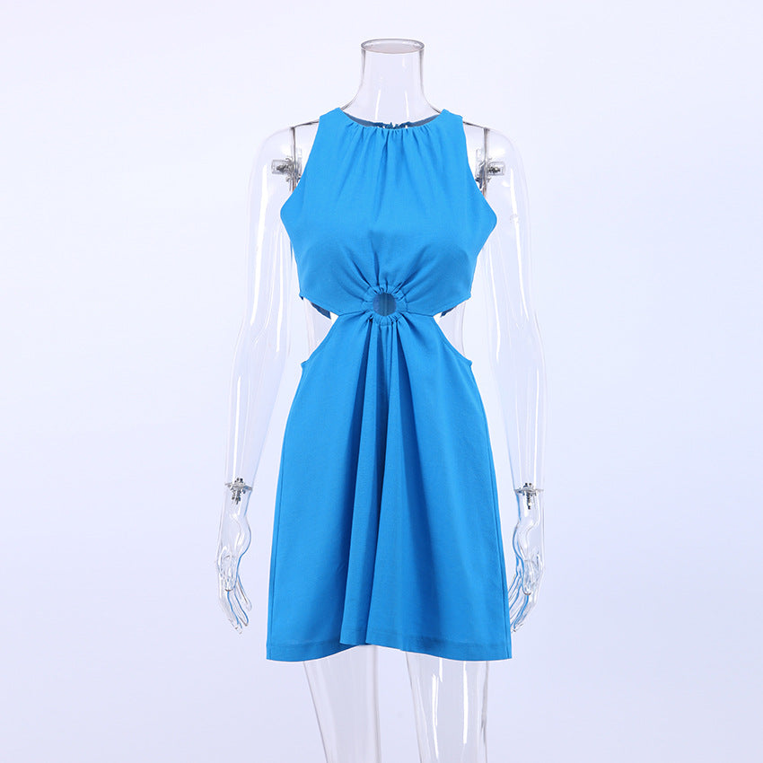 Cotton and Linen Halter Jumpsuit with Hollow Design