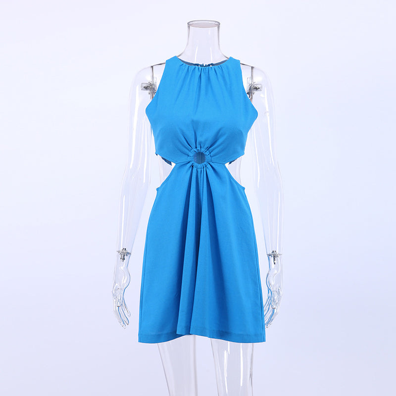 Cotton and Linen Halter Jumpsuit with Hollow Design