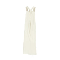 Beige Sleeveless Halter Beach Casual Dress