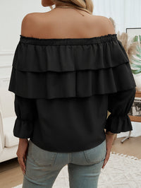 Loose Pleating Off-Shoulder Bishop Sleeves Top